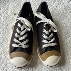 NWOT Converse Jack Purcell sneakers size 1. Brown w/tan accents. Waterproof.